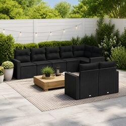 Specifications of the 8 Piece Garden Sofa Set in Black