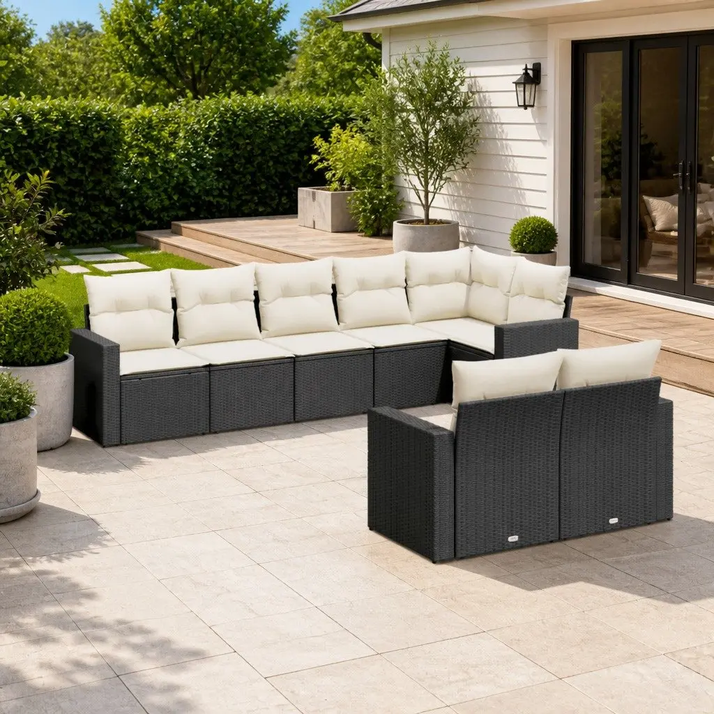Garden Sofa Set 8 Piece Outdoor Furniture Modular Black Patio