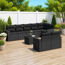 Garden Sofa Set 9 Piece Outdoor Furniture Patio Seating Black with Cushions