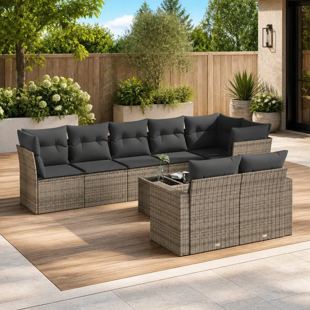 9 Piece Grey Garden Sofa Set