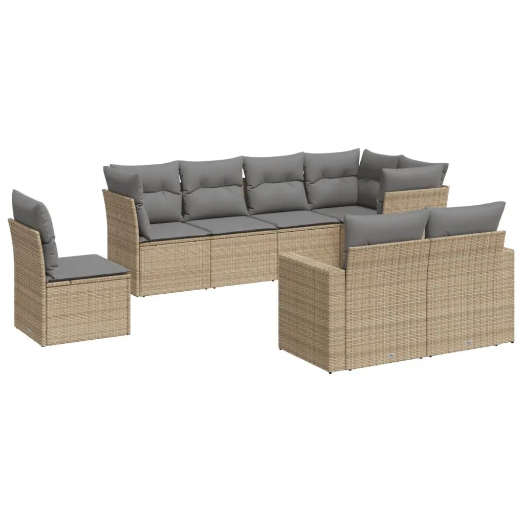 Garden Sofa Set 8 Piece Outdoor Furniture Patio Lounge Beige with Cushions