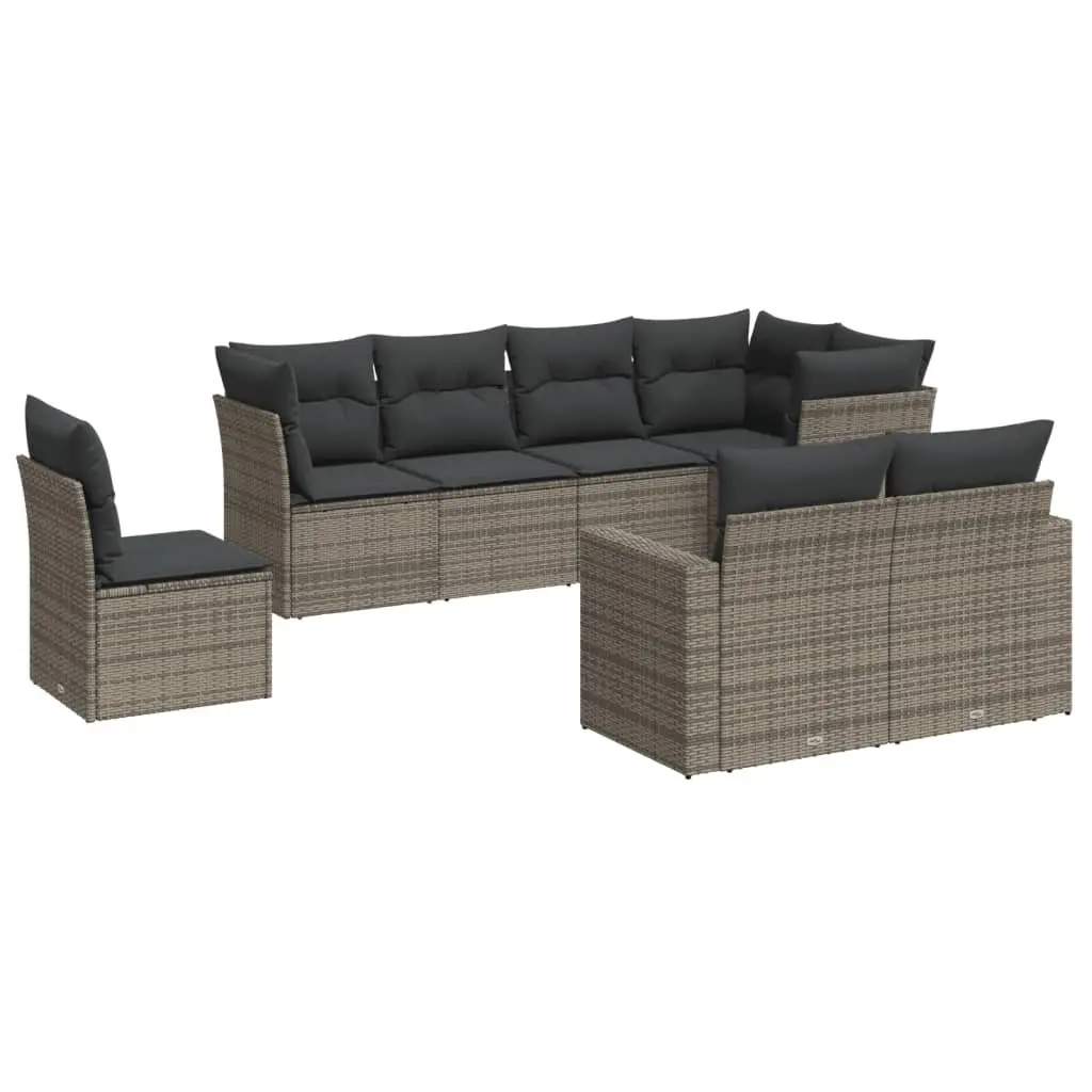 Garden Sofa Set 8 Piece Outdoor Furniture Grey Poly Rattan Modular Patio Seating