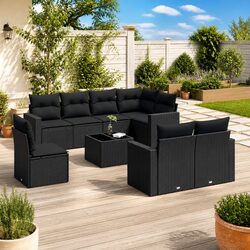 9-Piece Modular Garden Sofa Set with Cushions