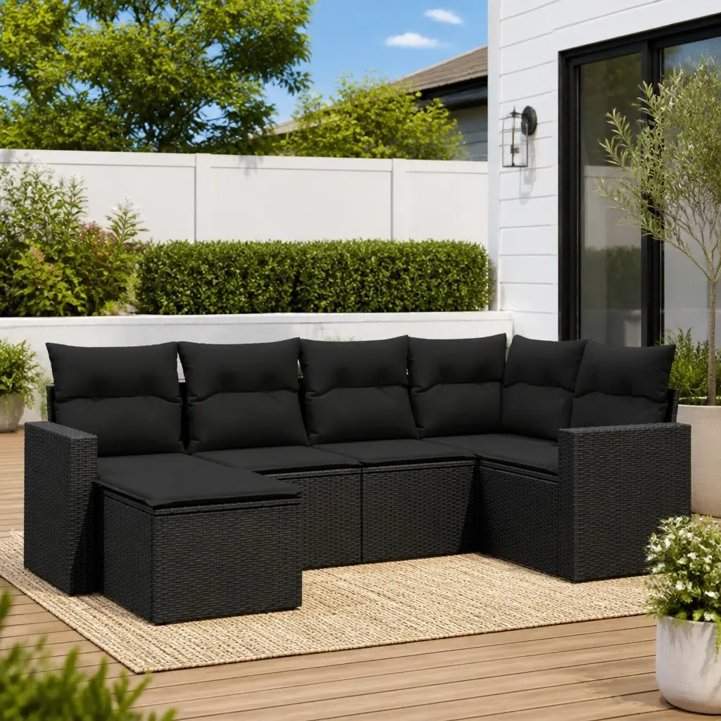 6-Piece Modular Outdoor Sofa Set in Black