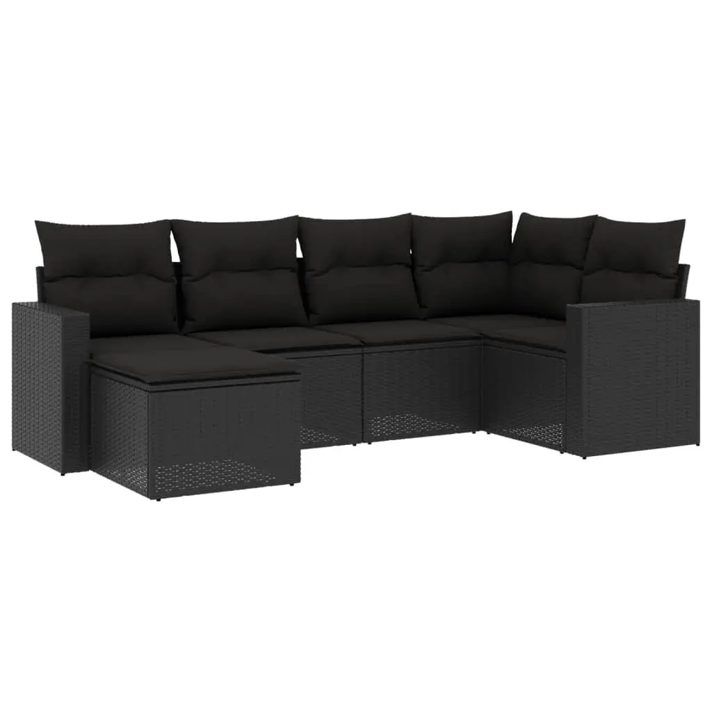 6-Piece Modular Outdoor Sofa Set in Black
