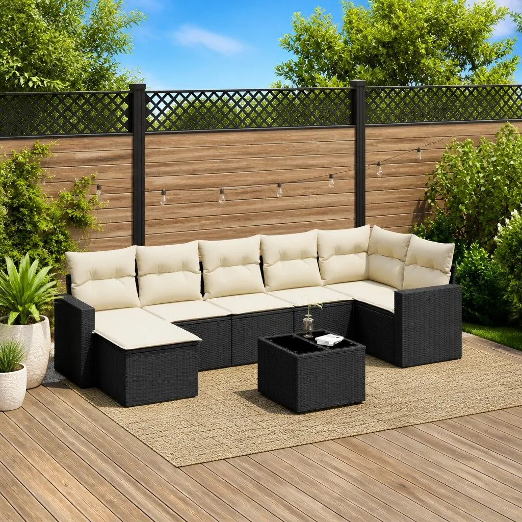 Garden Sofa Set 8 Piece with Cushions & Tabletop