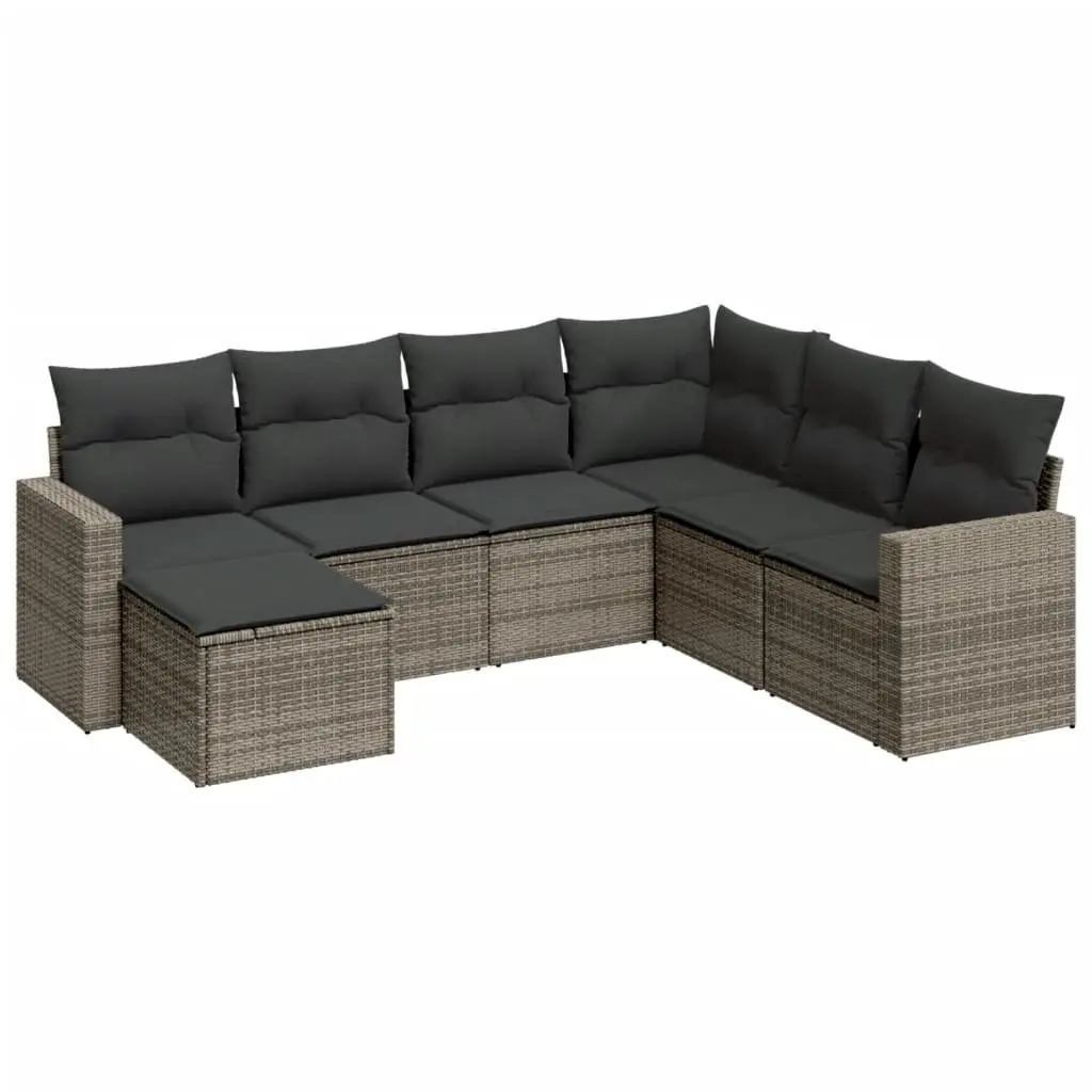 7 Piece Garden Sofa Set Outdoor Patio Furniture Grey Cushioned Lounge Suite