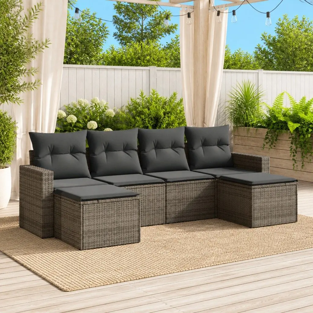 Garden Sofa Set Outdoor Furniture 6 Piece Modular Grey Poly Rattan
