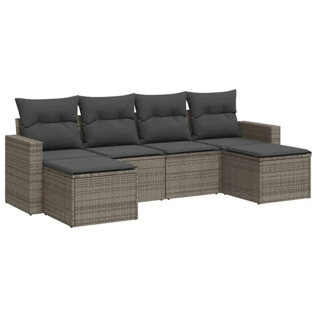 Garden Sofa Set Outdoor Furniture 6 Piece Modular Grey Poly Rattan