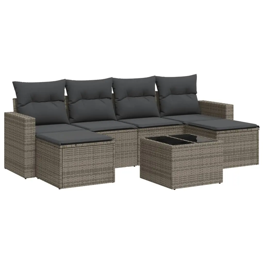 7 Piece Grey Modular Rattan Sofa Set