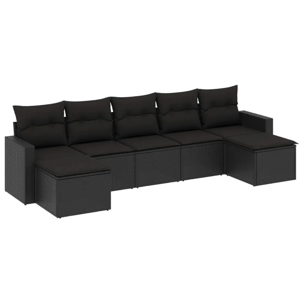 7 Piece Modular Garden Sofa Set in Black