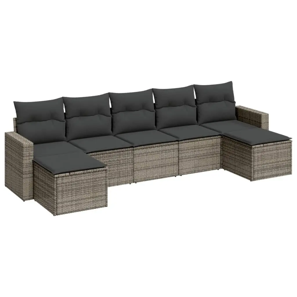 Garden Sofa Set Outdoor Furniture 7 Piece Modular Grey Poly Rattan