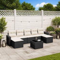8 Piece Modular Outdoor Sofa Set with Black Cushions