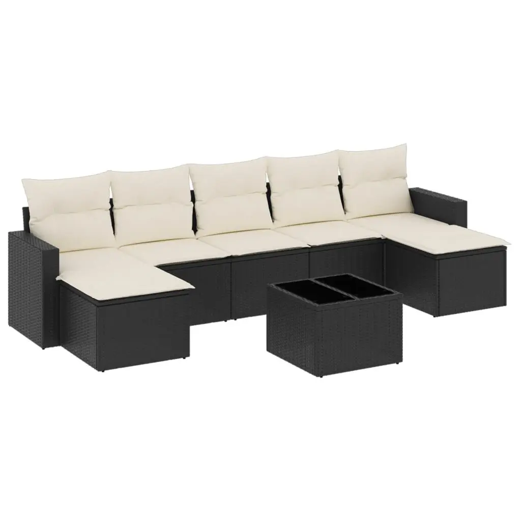 8 Piece Modular Outdoor Sofa Set with Black Cushions