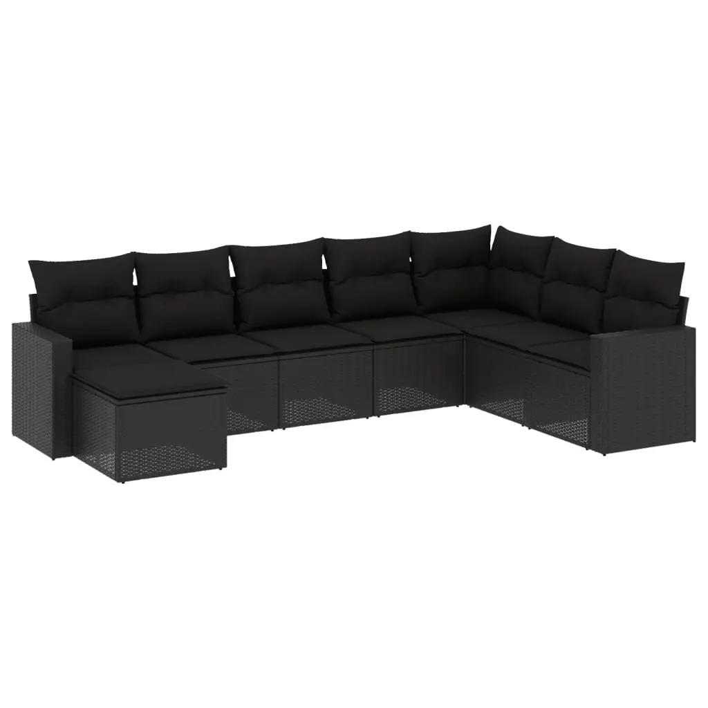 Garden Sofa Set 8 Piece Outdoor Furniture Patio Lounge Black with Cushions