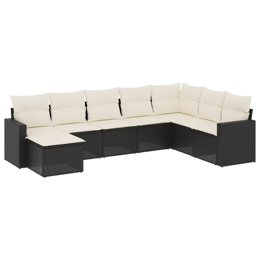 Garden Sofa Set 8 Piece Black Modular Outdoor Furniture with Cushions Patio