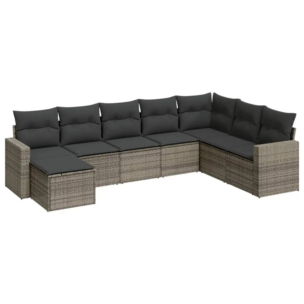 Garden Sofa Set Outdoor Furniture 8 Piece Modular Grey Poly Rattan