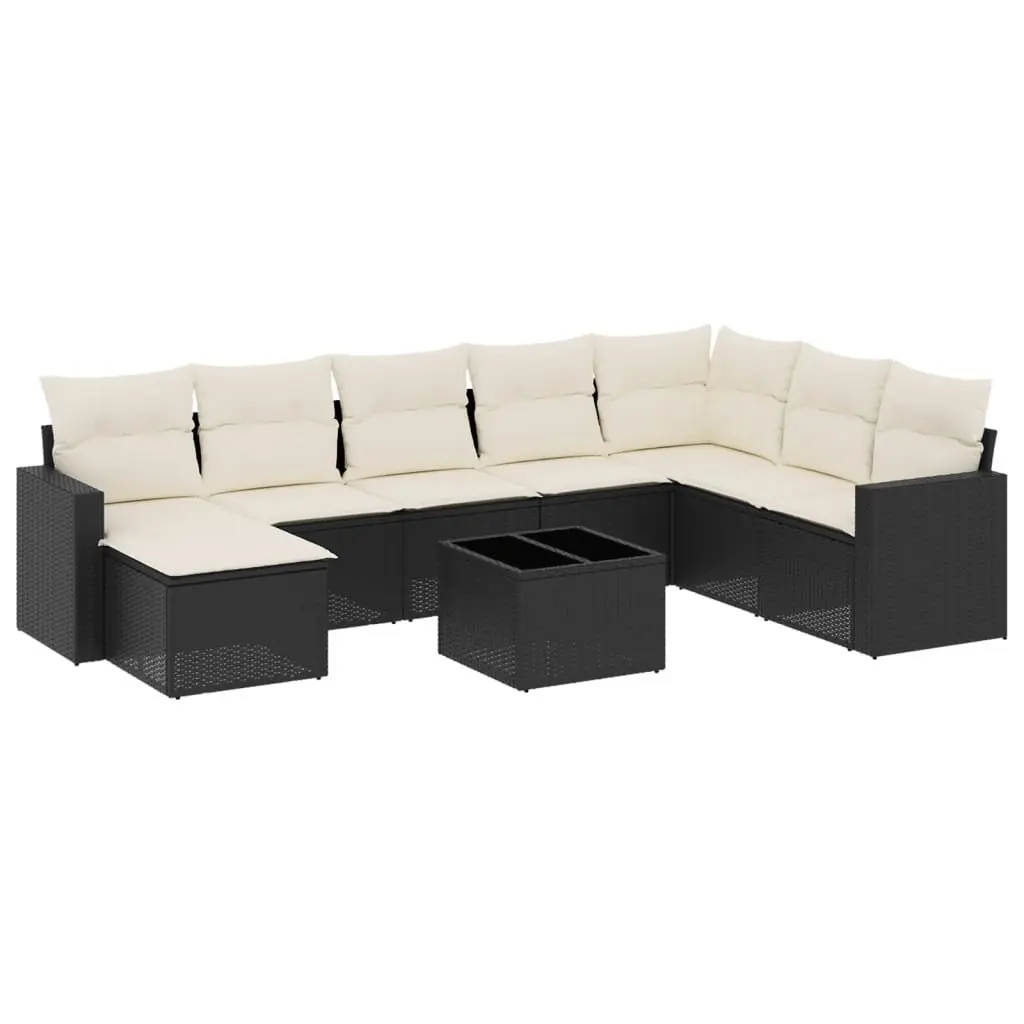 9 Piece Garden Sofa Set Outdoor Patio Furniture Black Poly Rattan