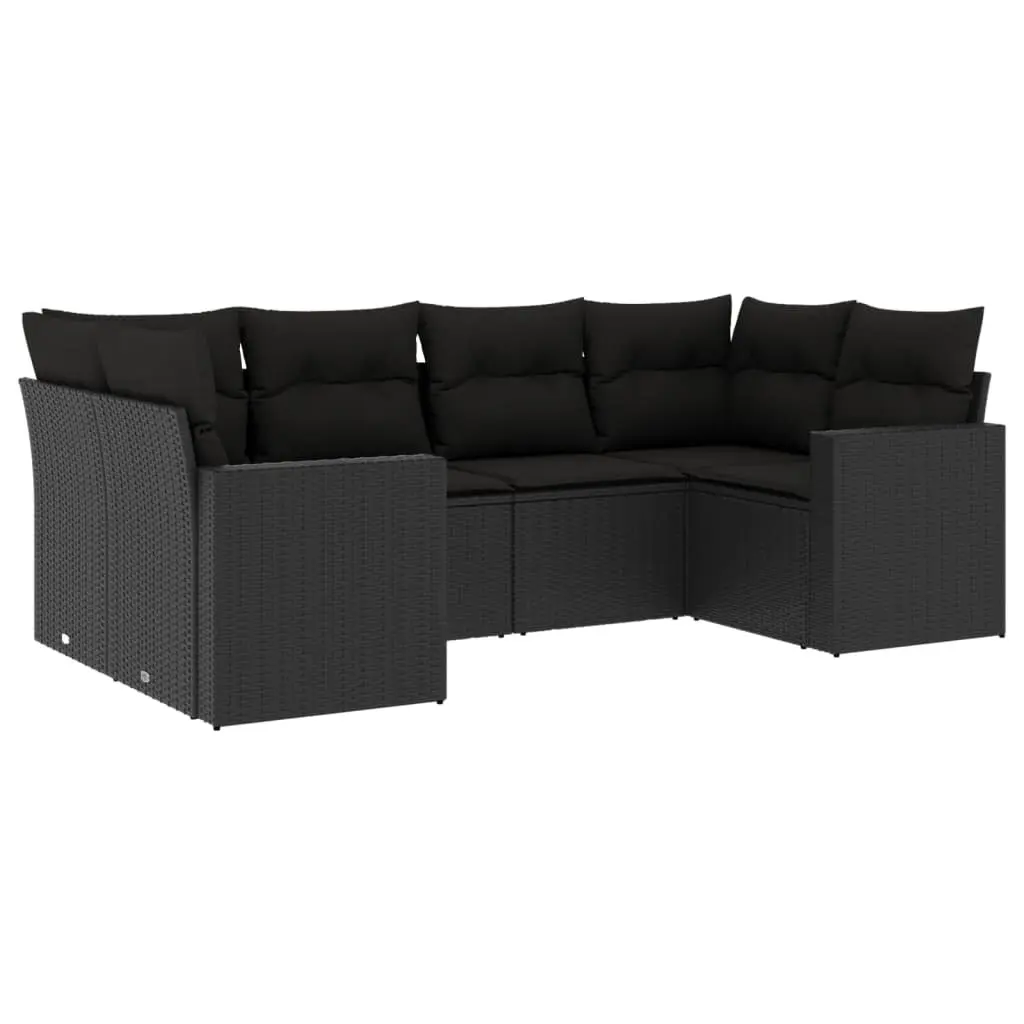 6 Piece Outdoor Garden Sofa Set with Black Poly Rattan