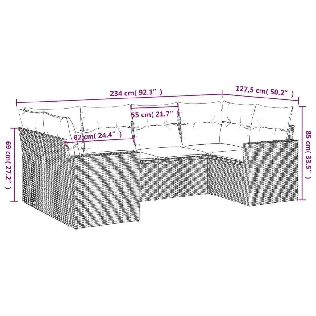 6 Piece Garden Sofa Set