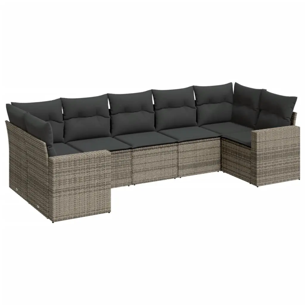 7 Piece Garden Sofa Set with Cushions Grey Outdoor Patio Furniture Modular