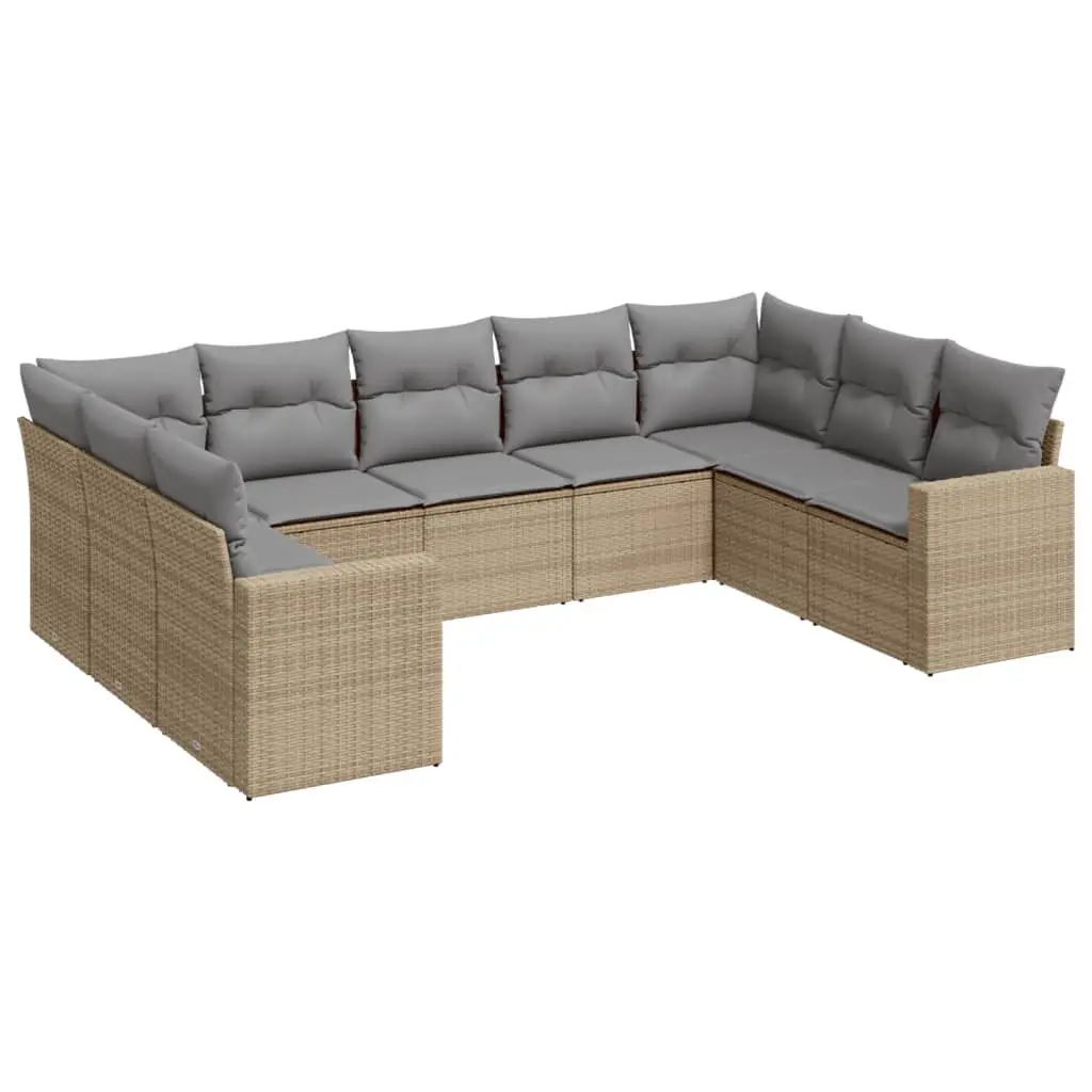 Garden Sofa Set Outdoor Furniture 9 Piece Modular Patio Lounge Beige