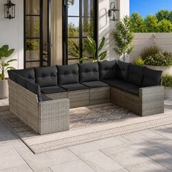 9-Piece Modular Outdoor Sofa Set in Grey