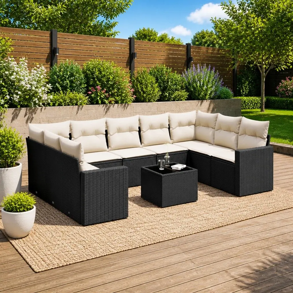 10 Piece Garden Sofa Set Outdoor Patio Furniture Black
