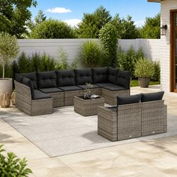Garden Sofa Set - 10 Pieces of Grey Modular Furniture