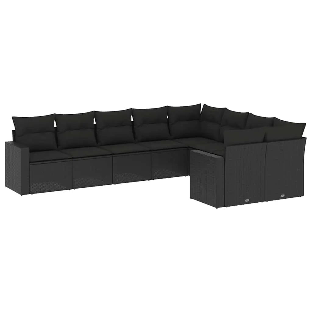 Outdoor Garden Sofa Set Modular Patio Furniture 9 Piece Black Rattan