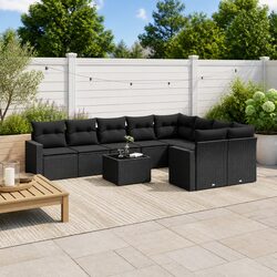 Specifications of 10 Piece Outdoor Sofa Set - Black Rattan