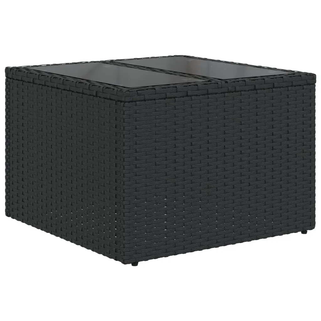 10 Piece Modular Outdoor Sofa Set for Patio with Cushions in Black Poly Rattan