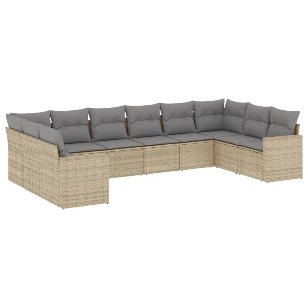 Garden Sofa Set Modular Outdoor Use 10 Piece Beige