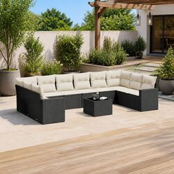 Outdoor Sofa Set: 11-Piece Modular Furniture in Black