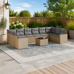 11 Piece Beige Garden Sofa Set: Dimensions & Specs