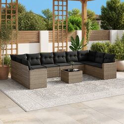 Garden Sofa Set 11 Piece Outdoor Furniture Patio Seating Grey Poly Rattan