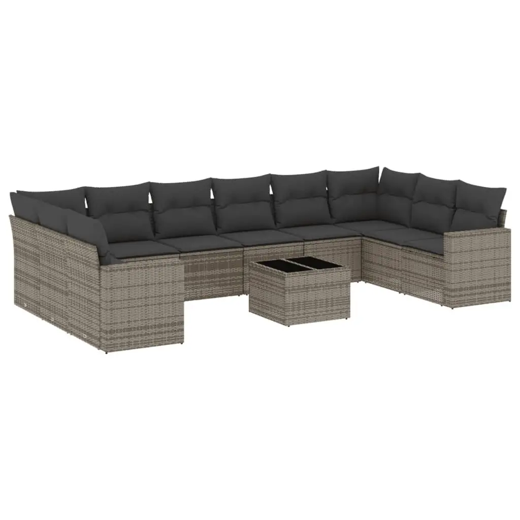 Garden Sofa Set Outdoor Furniture Patio Seating 11 Piece Grey Poly Rattan