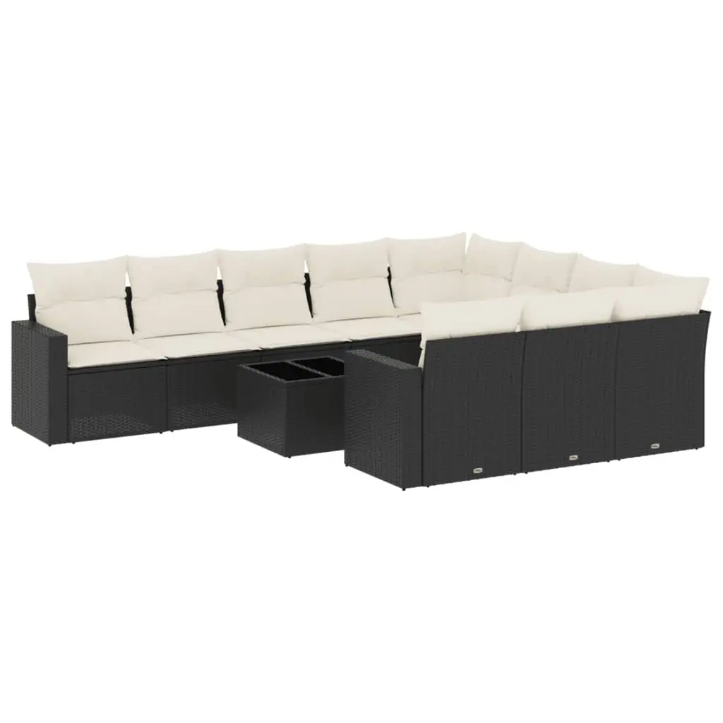 Garden Sofa Set Outdoor Furniture Patio 11 Piece Black Rattan with Cushions