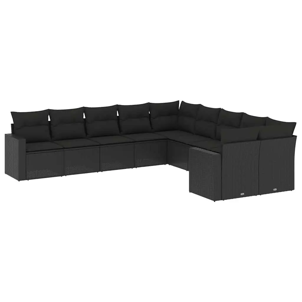 Garden Sofa Set Outdoor Furniture Patio Seating 10 Piece Black with Cushions