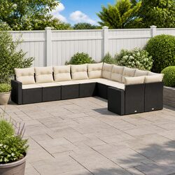 10-Piece Modular Black Sofa Set for Outdoors