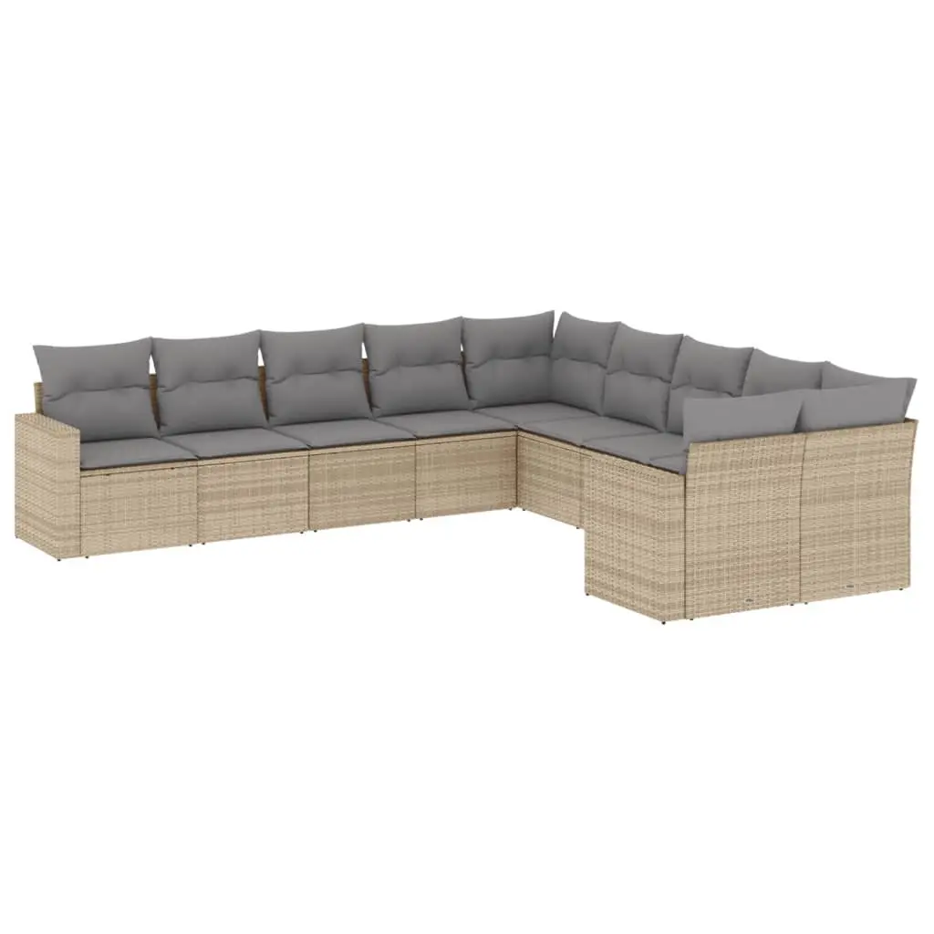 10 Piece Outdoor Garden Sofa Set for Patio Use with Beige Cushions