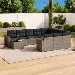 11-Piece Modular Garden Sofa Set - Grey PE Rattan