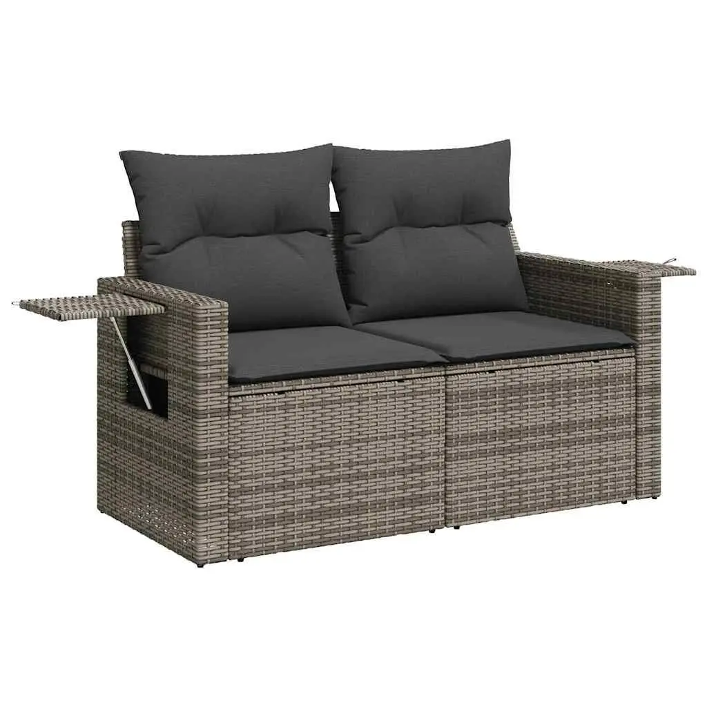 3 Piece Garden Sofa Set Outdoor Furniture Grey Poly Rattan Patio Lounge