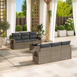 Garden Sofa Set Specifications: 7 Pieces Grey Rattan