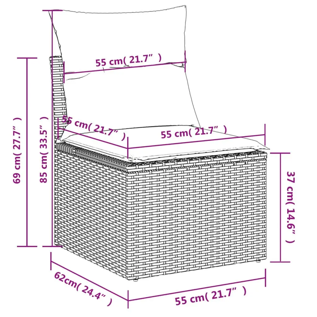 Garden Sofa Set 7 Piece Grey Poly Rattan Outdoor Furniture Patio Lounge with