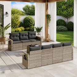 8-Piece Modular Garden Sofa Set with Grey Cushions