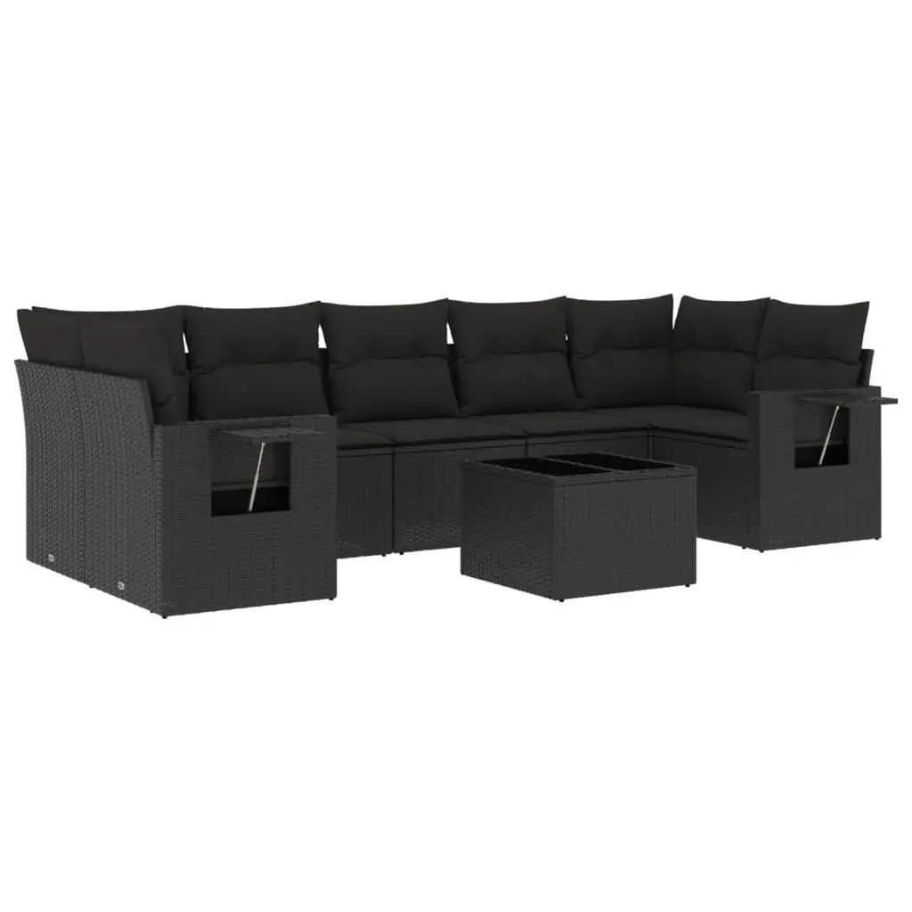 Garden Sofa Set Outdoor Furniture 8 Piece Black Rattan Modular Patio Lounge