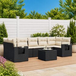 Garden Sofa Set 8 Piece Outdoor Furniture with Cushions Patio Seating Black