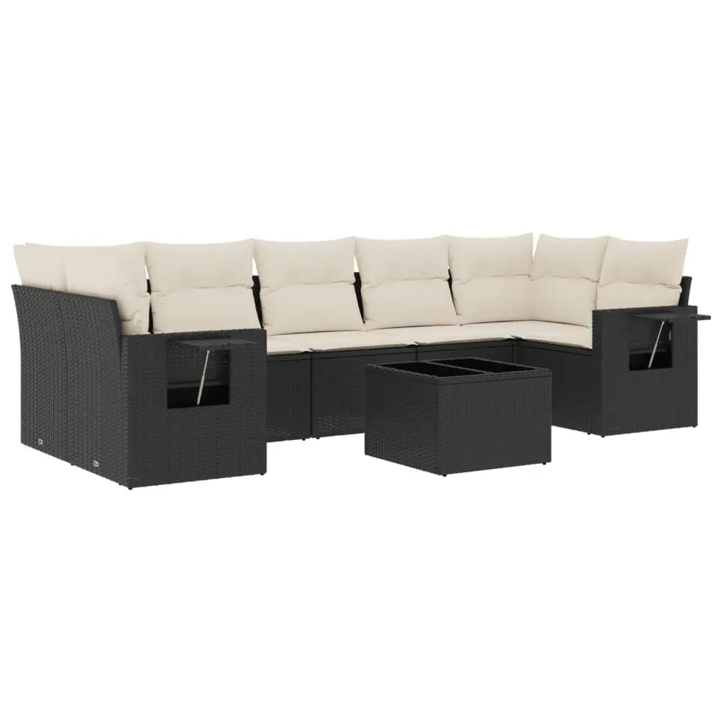 Garden Sofa Set 8 Piece Outdoor Furniture with Cushions Patio Seating Black