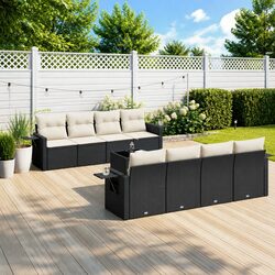 9-Piece Garden Sofa Set with Black Poly Rattan Construction